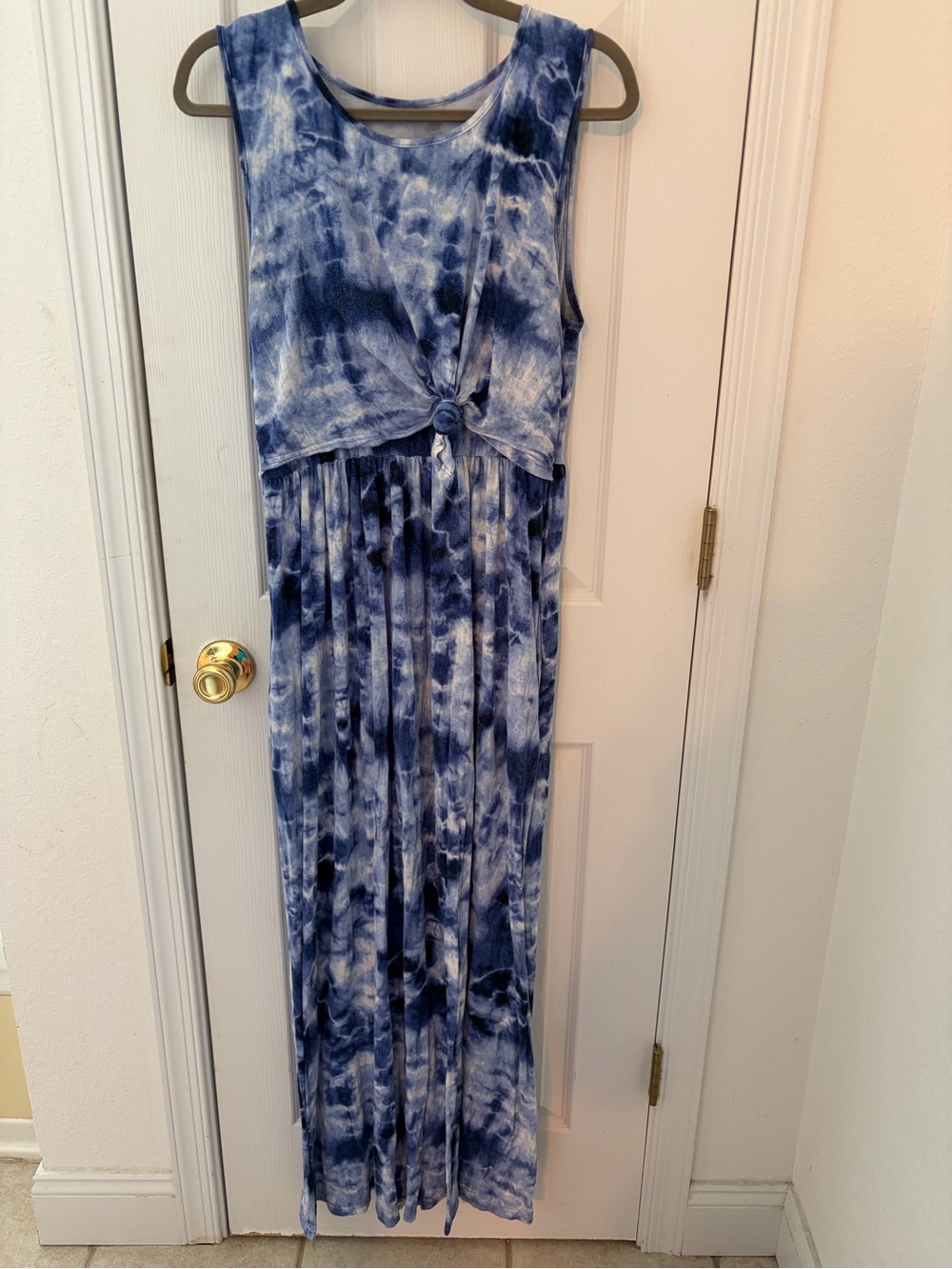 Latched Mama Nursing Friendly Tie Dye Blue Maxi Dress